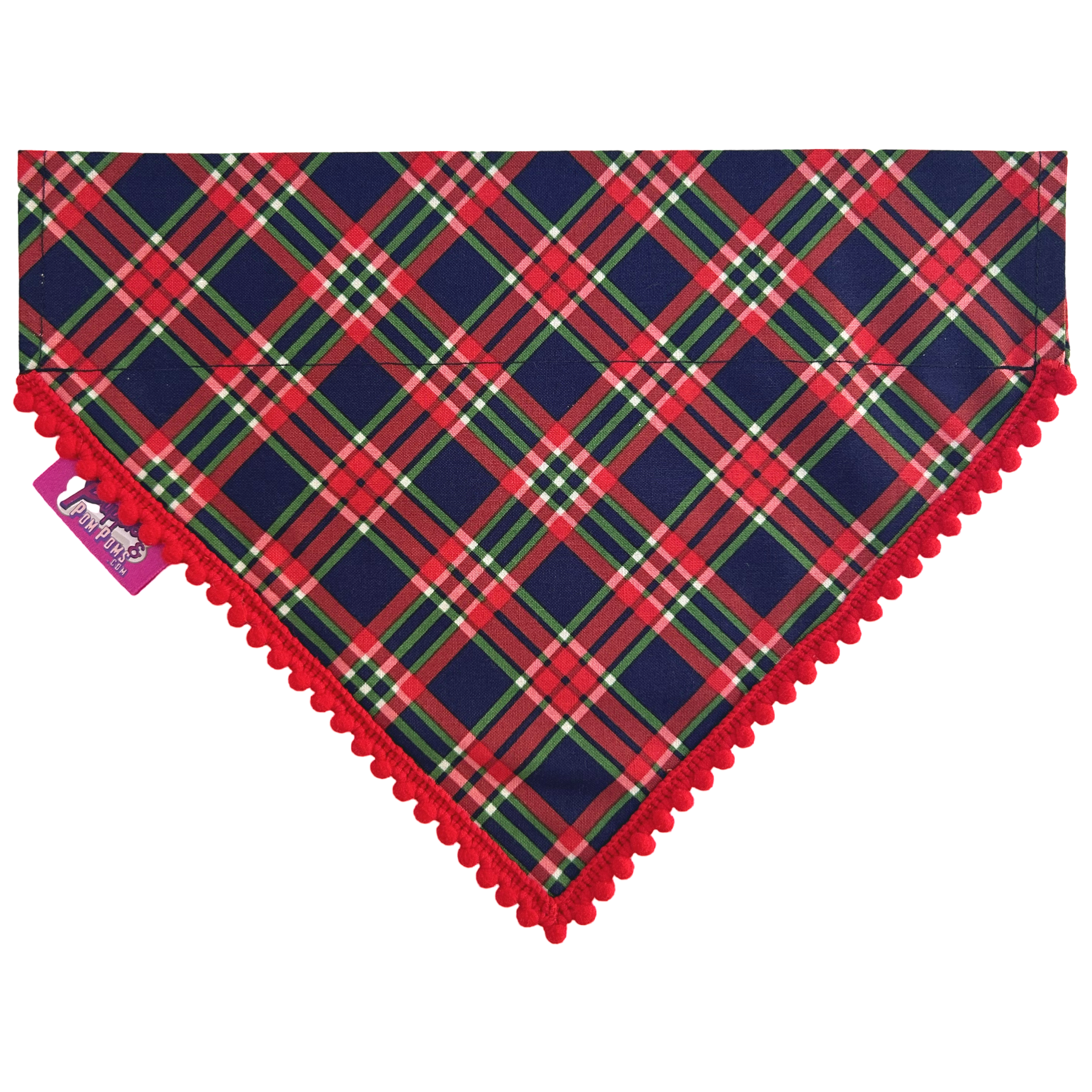 Christmas Pompom Dog Bandana - Winter Tartan-0