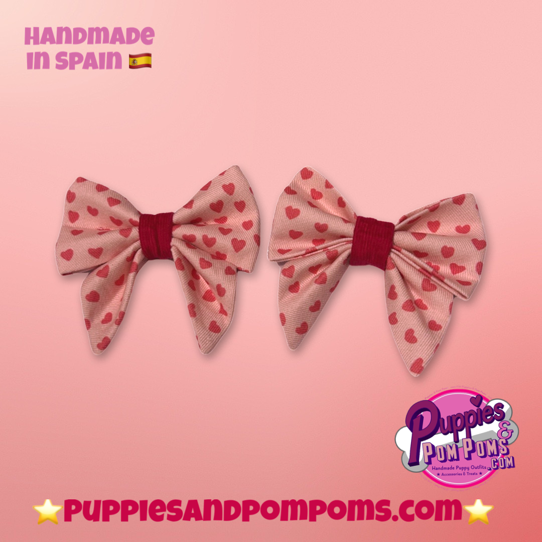 Sweet Heart Love - Handmade Dog Sailer Bow Tie - Small-1
