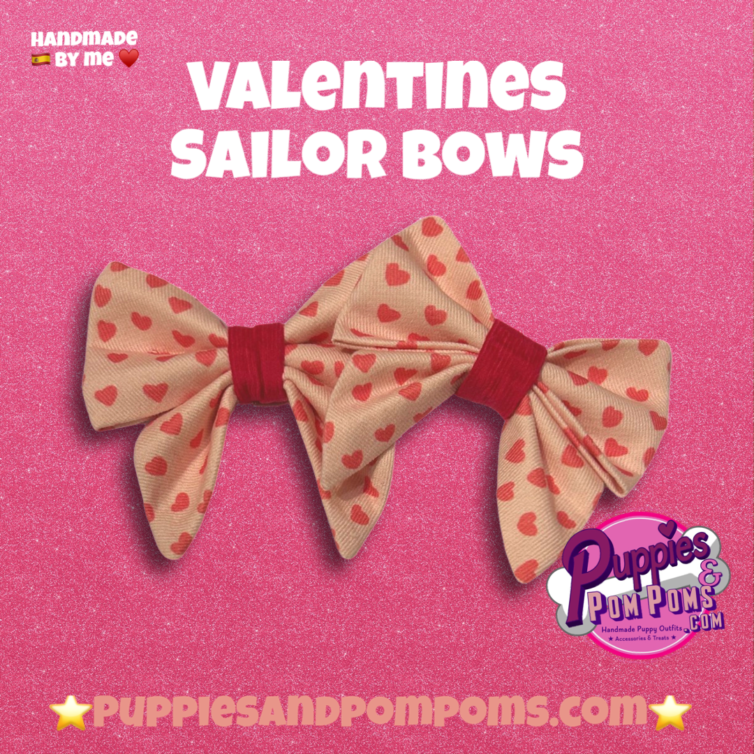 Sweet Heart Love - Handmade Dog Sailer Bow Tie - Small-2